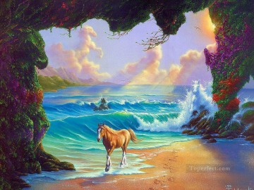 Fantasía popular Painting - caballo junto a las olas Fantasía